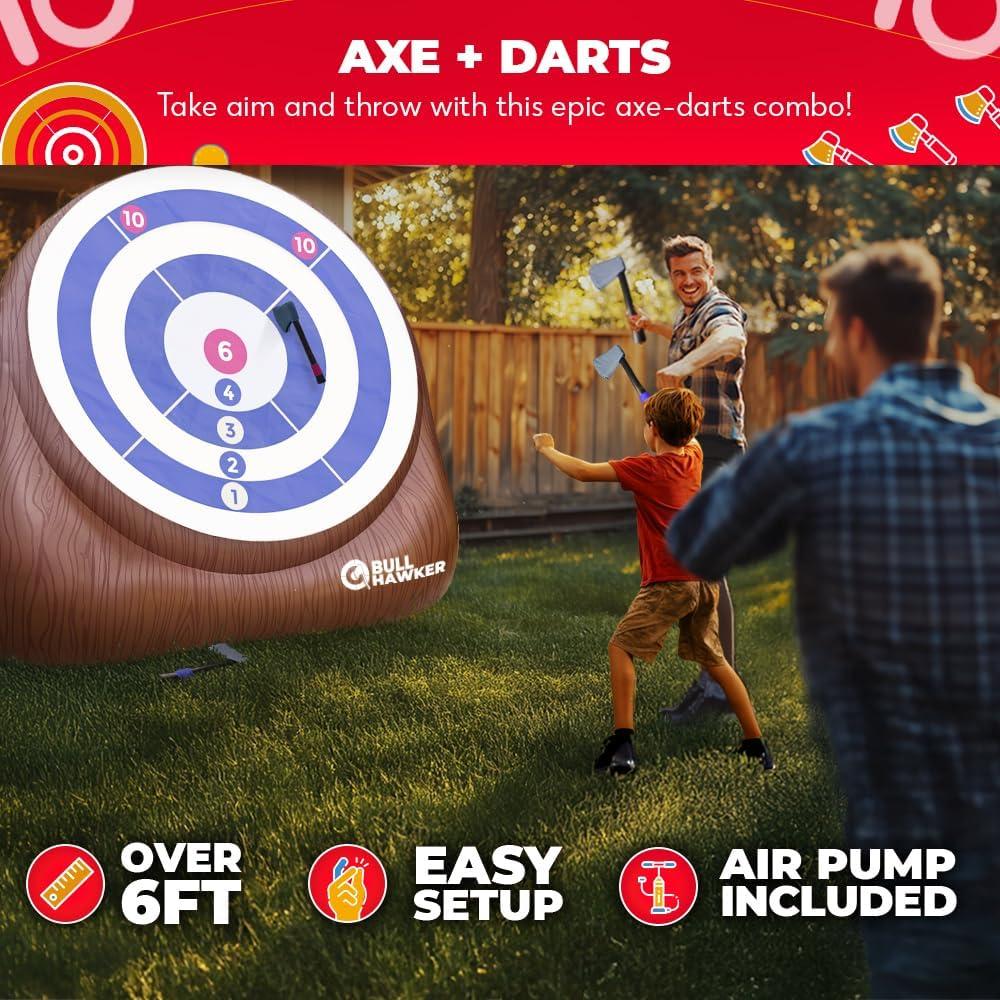 imageSWOOC Games  Bull Hawker  Giant Axe Darts Over 6ft Tall w 15 Games  Axe Throwing Game for Backyard wAir Pump  Outdoor Games for Adults and Family  Carnival Games  Throwing Axe Yard Games