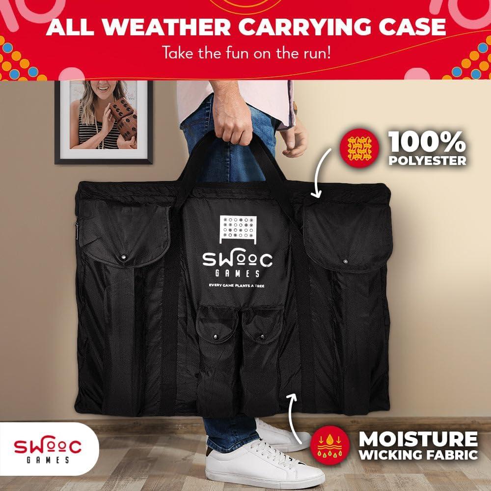 imageSWOOC Games  Giant Four in a Row All Weather With Carrying Case ampamp 60 Quieter Design  Connect 4 for Outdoor Yard and Backyard  Kids and Adults3ft x 2ft