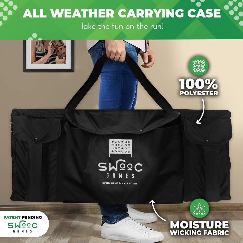 imageSWOOC Games  Giant Four in a Row All Weather With Carrying Case ampamp 60 Quieter Design  Connect 4 for Outdoor Yard and Backyard  Kids and Adults4ft x 3ft