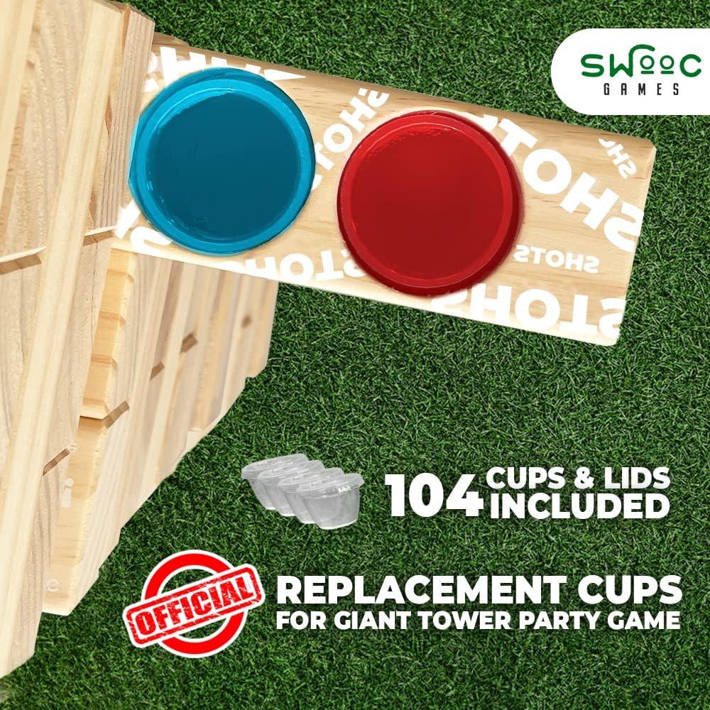 imageSWOOC Games  Giant Tower Party Game with Hidden Jello Shots  Includes Disposable Cups Lids ampamp Carrying Case  Stacks up to 5ft  Tipsy Topple Game for Adults  Giant Outdoor Games  Jumbo Bar FunXtra Cups Only  105pc