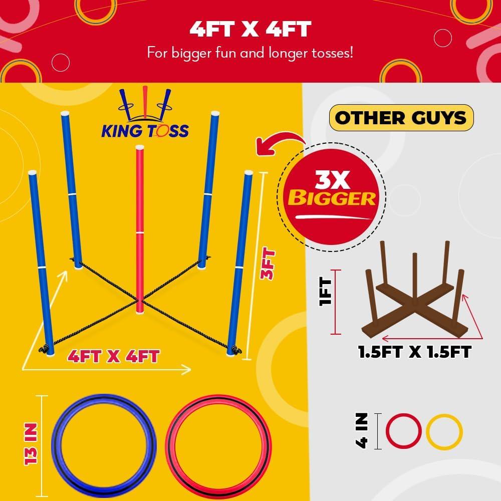 imageSWOOC Games  King Toss  Giant Ring Toss Game for Kids and Adults 4ft x 4ft  Weatherproof Giant Outdoor Games for Adults and Family  Backyard Activities  Outside Yard ampamp Lawn Game  Beach Fun