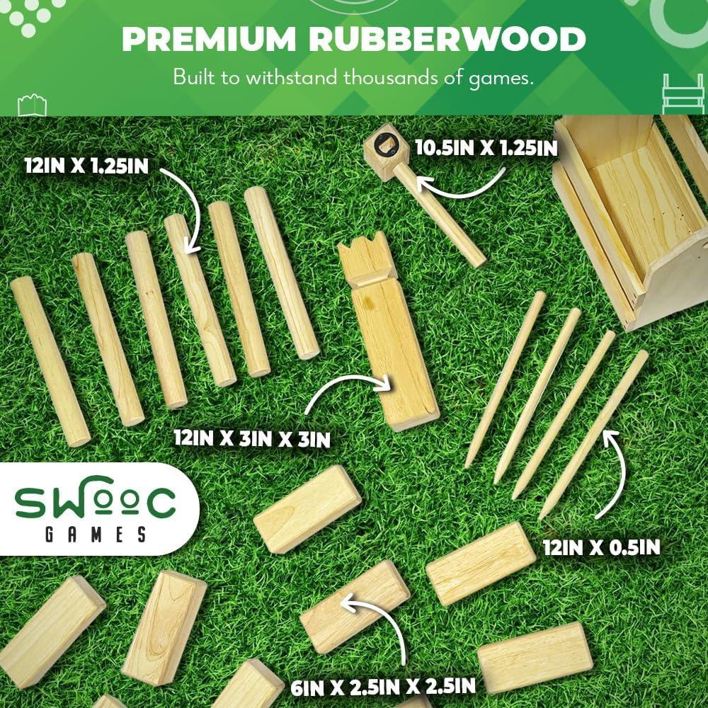 imageSWOOC Games  Kubb Yard Game Set  Premium Hardwood Viking Chess Set wWood Crate  for Adults ampamp Kids  Backyard Size Kubb Game  for Kuub Tournaments with Friends  Viking Game  Kuube Outdoor Game