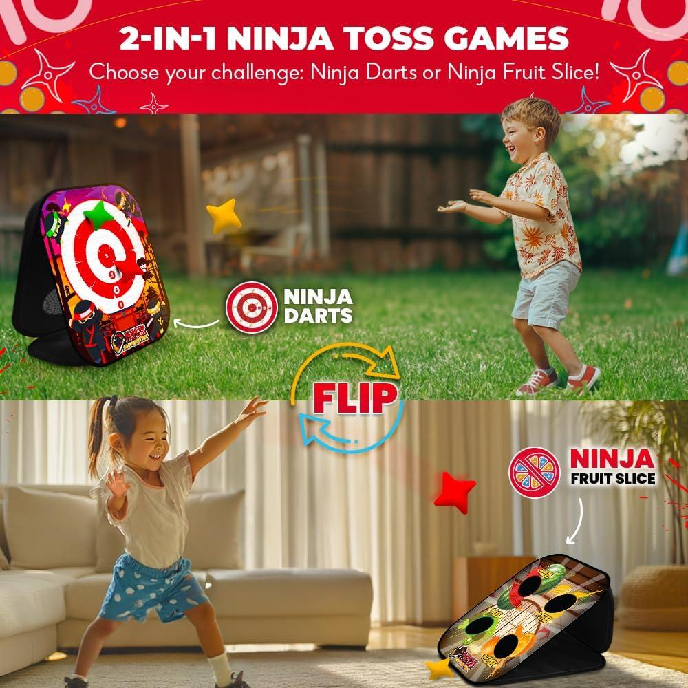 imageSWOOC Games  Ninja Superstar  2in1 Corn Hole Games for Kids  5Second Setup  Ninja Toys for Boys  Bean Bag Toss Game for Kids  Cornhole Game Set Outdoor  Outdoor Toys  Throwing Star