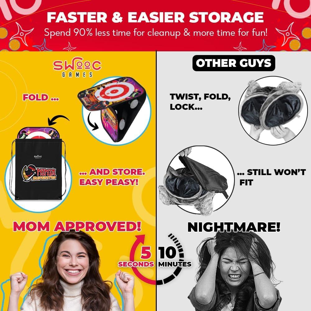 imageSWOOC Games  Ninja Superstar  2in1 Corn Hole Games for Kids  5Second Setup  Ninja Toys for Boys  Bean Bag Toss Game for Kids  Cornhole Game Set Outdoor  Outdoor Toys  Throwing Star