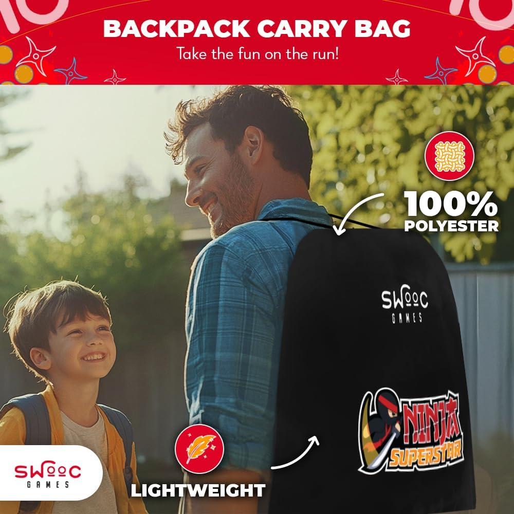 imageSWOOC Games  Ninja Superstar  2in1 Corn Hole Games for Kids  5Second Setup  Ninja Toys for Boys  Bean Bag Toss Game for Kids  Cornhole Game Set Outdoor  Outdoor Toys  Throwing Star