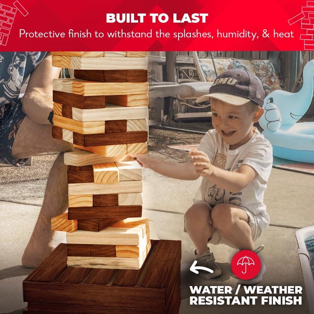 imageSWOOC Games  Reclaimed Giant Tower Game Weather Resistant 60 Blocks  Storage CrateOutdoor Game Table  Stacks up to 5ft  Giant Outdoor Tower for Adults  Large Yard Activity  Jumbo Lawn Fun