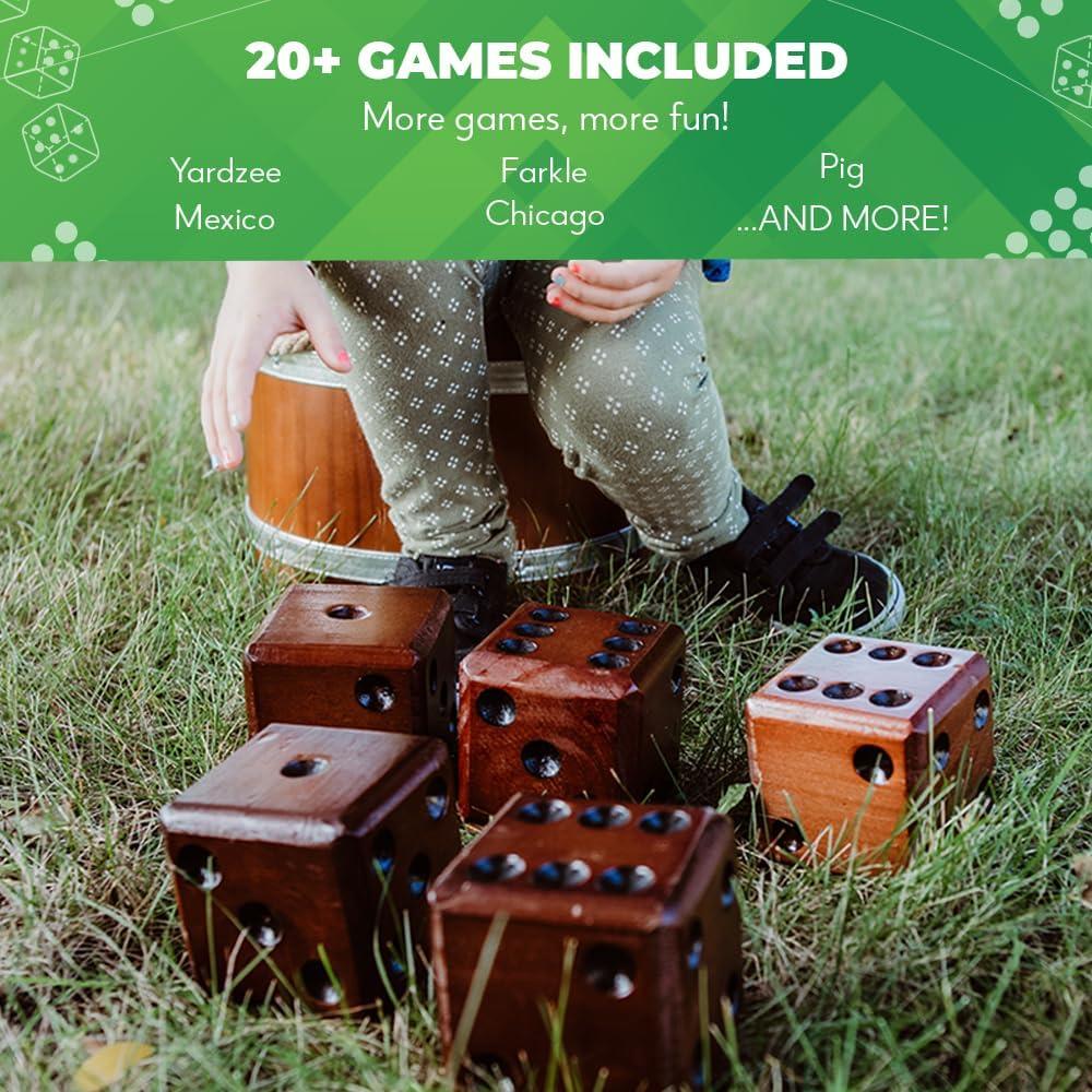 imageSWOOC Games  Yardzee Farkle ampamp 20 Giant Dice Games All Weather with Wood Bucket 5 Scorecards ampamp Marker  Yard Dice Outdoor Game  Large Dice Jumbo  Giant Yard Games  Outside Games  Lawn Games35 Dice