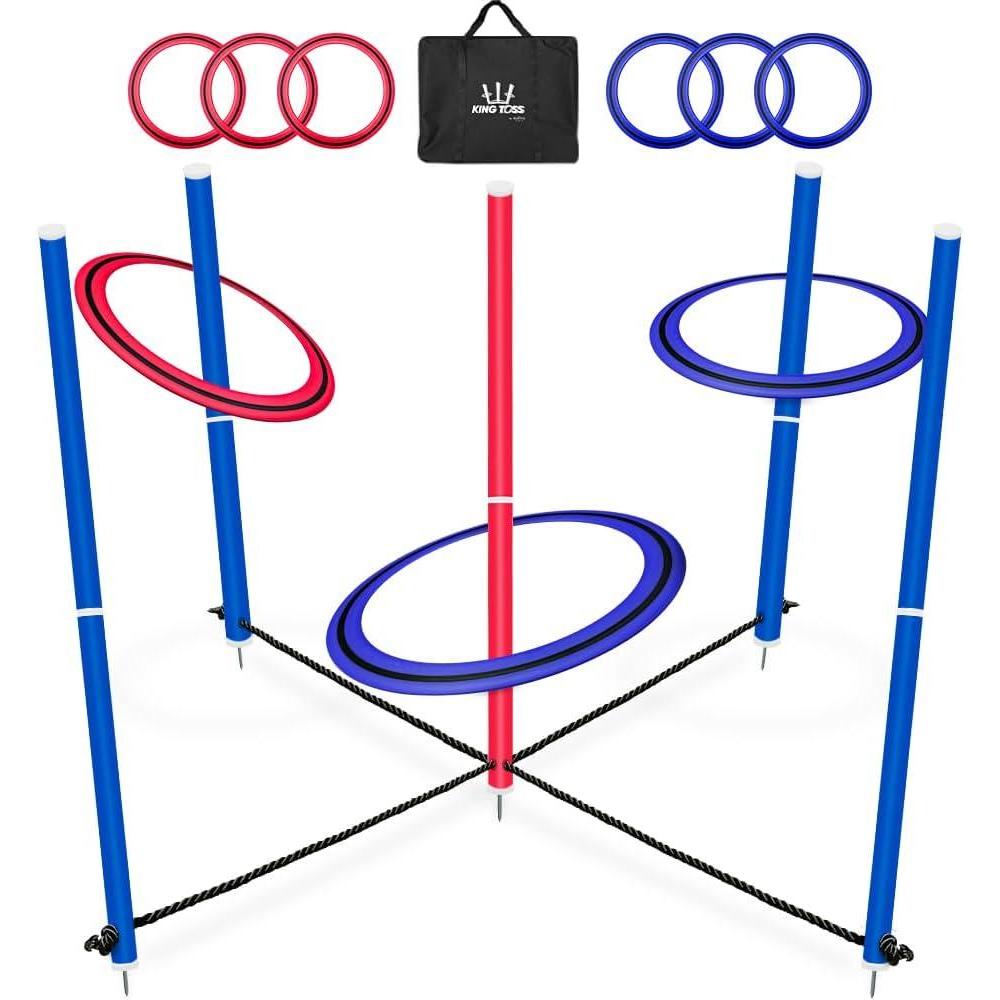 imageSWOOC Games  King Toss  Giant Ring Toss Game for Kids and Adults 4ft x 4ft  Weatherproof Giant Outdoor Games for Adults and Family  Backyard Activities  Outside Yard ampamp Lawn Game  Beach Fun