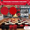 imageSWOOC Games  Premium Wooden Checkers Set 17in wHidden Magnetic Storage  Large Vintage Checkers Board Game for Kids ampamp Adults  Classic Board Games  Family Checker Board Game  Retro Checkerboard