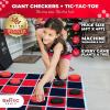 imageSwooc Games  2in1 Vintage Giant Checkers ampamp Tic Tac Toe Game WMat 3ft x 3ft  100 MachineWashable Canvas  Giant Outdoor Games for Kids  Yard Game for Kids  Jumbo Lawn Set  Large Checkers4ft x 4ft
