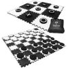 imageSWOOC Games  2in1 Premium Giant Checkers ampamp Tic Tac Toe Game 4ft x 4ft  100 High Density EVA Foam Mat ampamp Pieces  Extra Large Checkers Set with Jumbo Checkerboard and Yard Size Tic Tac Toss