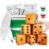 imageSWOOC Yardzee Farkle ampamp 20 Games  LightWeight Yard Dice Game Set All Weather with Collapsible Bucket 5 Big Laminated Score Cards and Marker Choose 25in or 35in Dice Yard GamesGreen