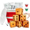 imageSWOOC Yardzee Farkle ampamp 20 Games  LightWeight Yard Dice Game Set All Weather with Collapsible Bucket 5 Big Laminated Score Cards and Marker Choose 25in or 35in Dice Yard GamesRed