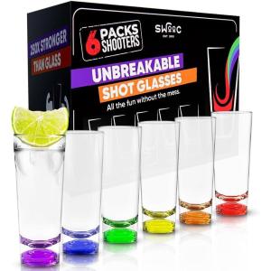 imageSWOOC  Unbreakable Shot Glasses Set 6 Pack  250x Stronger Than Glass 25x Stronger Than Acrylic  Colorful ampamp DishwasherSafe  15oz Reusable Drinkware for IndoorOutdoor Fun  DUNZO Compatible2 oz