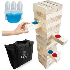 imageSWOOC Games  Giant Tower Party Game with Hidden Jello Shots  Includes Disposable Cups Lids ampamp Carrying Case  Stacks up to 5ft  Tipsy Topple Game for Adults  Giant Outdoor Games  Jumbo Bar FunGiant Tower Party Game w 105pc Cups