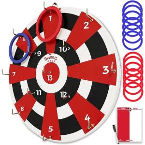 imageSWOOC Games  Hook Darts Ring Toss Game  Wood Board ampamp Soft Rings  20 Games Included for Kids ampamp Adults  Wall Mounted Ring and Hook  Indoor ampamp Outdoor Wall Decor for Game Room Patio Garage Yard