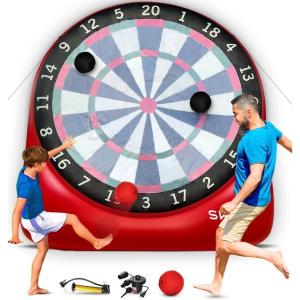 imageSWOOC Games  Inflatable Giant Kick Darts 15 Ways to Play  Jumbo Soccer Dartboard wAir Pump  Big Carnival Games  Giant Outdoor Games  Oversized Dart Board Yard ampamp Lawn Game for Kids ampamp AdultsXL  8ft
