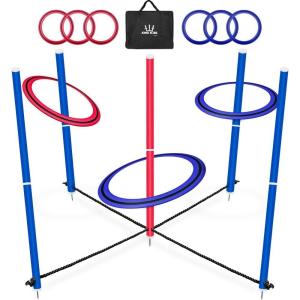 imageSWOOC Games  King Toss  Giant Ring Toss Game for Kids and Adults 4ft x 4ft  Weatherproof Giant Outdoor Games for Adults and Family  Backyard Activities  Outside Yard ampamp Lawn Game  Beach Fun