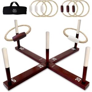 imageSWOOC Games  Rustic Ring Toss Game All Weather  Easy Setup ampamp Extra Games Included  Ring Toss Game for Adults  Outdoor Acitivities for Adults  Yard Toys for Kids  Backyard Fun  Outdoor PartyX  Large