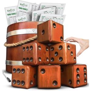 imageSWOOC Games  Yardzee Farkle ampamp 20 Giant Dice Games All Weather with Wood Bucket 5 Scorecards ampamp Marker  Yard Dice Outdoor Game  Large Dice Jumbo  Giant Yard Games  Outside Games  Lawn Games35 Dice