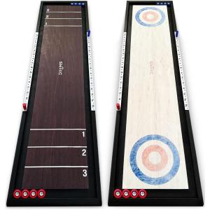 imageSwooc Games  2in1 Premium Shuffleboard and Curling  100 Solid Wood Shuffleboard Table 4ft  5 Ways to Play  Tabletop Games for Adults ampamp Kids  Shuffle Board Game Table Top Bar ampamp Indoor Game