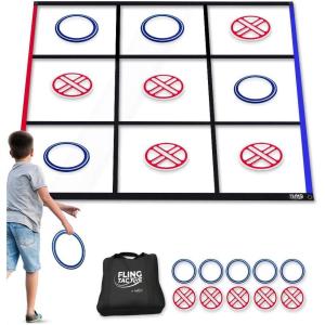 imageSwooc Games  Fling Tac Toe 9ft x 9ft Giant Tic Tac Toe Game Outdoor  Weatherproof Giant Outdoor Games for Adults and Family  Large Backyard Games for Kids  Jumbo Outside Yard ampamp Lawn Game